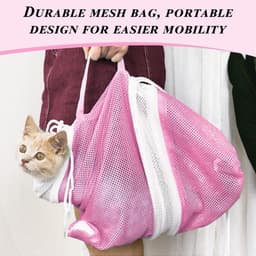 Dailygoods- Waszakken Set van 2 - Verstelbare Opvangzak - Kattentoiletaccessoires - Netstof - Luchtdoorlatend - Afmetingen 60 x 32 cm - Kattenwaszak — thumbnail 2