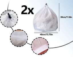 Dailygoods- Wasnet Set van 2 - 30 x 40 cm - Herbruikbaar - Dichte Mesh - Met Koordsluiting - Bescherming voor Kleding - Waszak — thumbnail 5