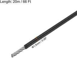 20 meter roestvrijstalen kabel met vinyl coating en aluminium mouwen - voor ophangen droogrek - zwart — thumbnail 2