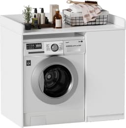 Wasmachinekast - Drogerkast Ombouw - Ruimte Besparen - Extra Zijkasten - 96 x 66 x 96 cm - Wit — thumbnail 1