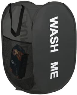 Wasmand opvouwbaar - 75L - Ademend polyester mesh - Met handvatten - Zwart — thumbnail 1