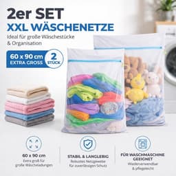 Wasnetset XXL - Polyester - 60 x 90 cm - Met Ritssluiting - Voor Delicaat Wasgoed — thumbnail 1