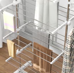 Droogtoren Inklapbaar 142 Bij 55 Bij 172 Cm Met Wielen En Vergrendeling Wit Voor Efficiënt Drogen In Huis Tuin En Balkon — thumbnail 3