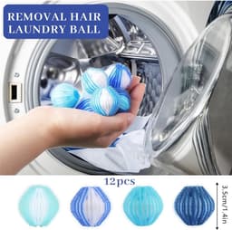 12 stuks dierenhaarverwijderaar in de wasmachine herbruikbare pluisballen in de wasmachine voor kattenontharing, pluisjes en pluisjes voor de wasverzorging — thumbnail 3