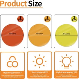 kleurfolie voor ledlampen, zelfklevend, warmwit, zelfklevend, kleurfolie, kleurfolie gel Ø 4 cm, lichteffectfolie, 3 warmwitte filters, lichtcorrectie voor woonkamer, 9 stuks — thumbnail 4