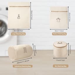 SnelShoppen - Net Wasgoed Gaaszakken Dubbel Laag Dikke Waszakken met Rits 4 Stuks (Beige) voor Kleding, Bescherming, Wasmachine, Droger, Duurzaam, Wat — thumbnail 4