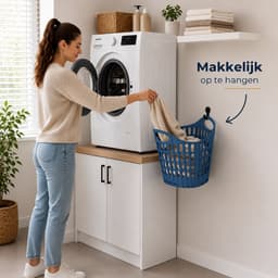 Opvouwbare Wasmand Blauw - 18 Liter - Inklapbare Kunststof Wasmand met Handgrepen - Ventilerend en Ruimtebesparend - Ophangbare Wasgoedmand — thumbnail 1