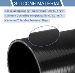 SnelShoppen - Silicone Slang Zwart Rood voor Auto Koeling 60mm ID 127mm Lengte 0 Graad Universeel - Hoogtemperatuur Bestendig — thumbnail 4