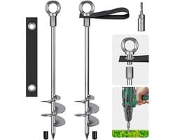 SnelShoppen - Stabiel Grondanker Grondpen Metalen 45cm Spiraal Stormanker voor Trampolines, Schommels, Camping, Schuren, Honden, Carport, 2 Pak