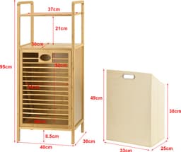 Bamboe wasmand Rendalen met plank 40x30x95 cm — thumbnail 3