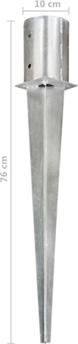 vidaXL - Grondpinnen - 2 - st - 10x76 - cm - gegalvaniseerd - staal - zilverkleurig — thumbnail 4