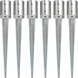 vidaXL - Grondpinnen - 6 - st - 10x76 - cm - gegalvaniseerd - staal - zilverkleurig — thumbnail 1