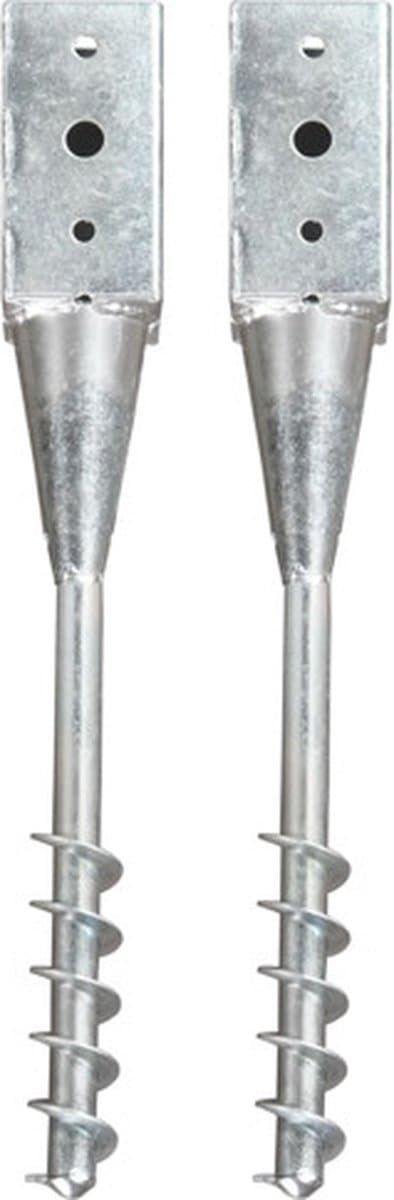 vidaXL - Grondpinnen - 2 - st - 10x10x57 - cm - gegalvaniseerd - staal - zilverkleurig — afbeelding 1