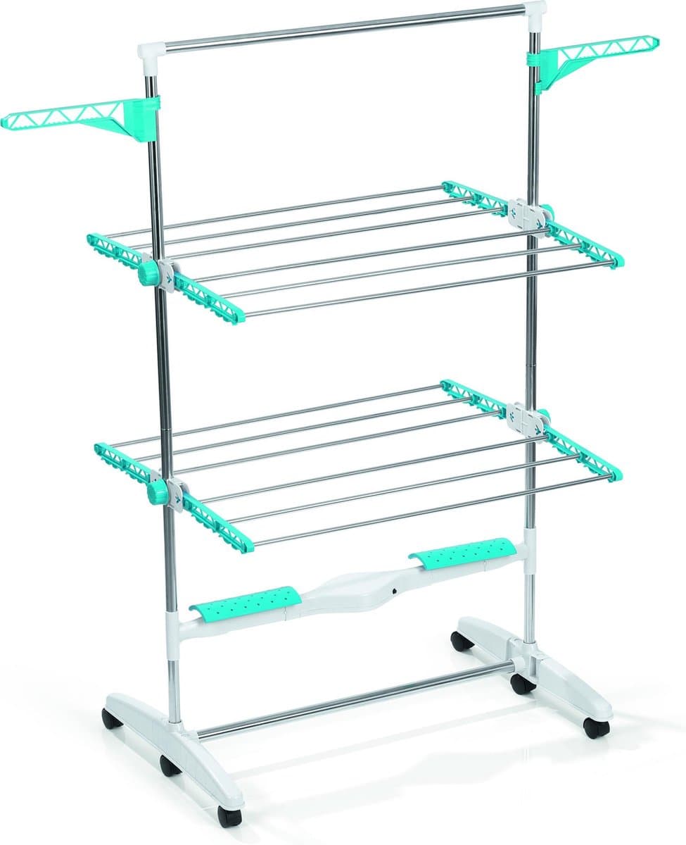 EasyMaxx - Droogrek Elektrisch - Kunststof/Alumunium - Zilver/Turquoois — afbeelding 1