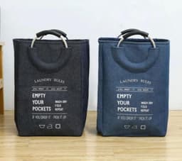 Wasmand van Jute - Opvouwbare Opbergzak met Aluminium Handvat - Thuis Kleding Organisator — thumbnail 4
