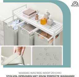 MIRA Home - Wasmand - Waszak - Wassorteerder - 3 vakken - Wit - 92.5x33x72 — thumbnail 5