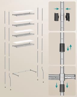 Zwaar Wasmachine ombouw rek - Wasmachine rek duifgrijs - Toilet kast - Wc meubel - Wasmachine rek met opbergruimte - Wasmachine rek bovenlader - metaal - duifgrijs - 30 x 63 x 176 cm — thumbnail 3
