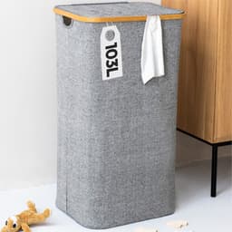 Gadgy Wasmand met Deksel - Opvouwbaar - 103 liter - Wasbox met Uitneembare Waszak - Wasmanden - Laundry Basket - Grijs — thumbnail 1