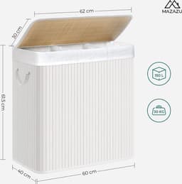 MIRA Home - Wasmand - Wasverzamelaar - Grijs - Bamboe - 150L — thumbnail 2