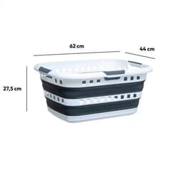 5Five wasmand opvouwbaar met handvatten - 2x - kunststof - 45L - grijs/wit - 62 x 45 x 27 cm — thumbnail 4