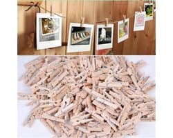 50 STUKS Mini knijpers - 25mm - Houten clips voor fotos - Wasknijper - Decoratie Clips - Pinnen Foto Knijpers Geboorte Wasknijpers