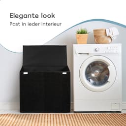 Zonovi Wasmand – Drie Vakken Met Deksel – 3 in 1 Wasmand - Sorteer Wasmand - Opvouwbaar – Wassorteerder – Dichte Wasmand - Dubbele Wasmand – Laundry Basket – Wasbox – Organizer Kleding - Stof – Zwart - Zwarte – 110L — thumbnail 3