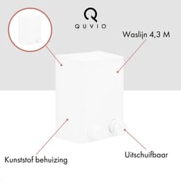 QUVIO Waslijn - Drooglijn uittrekbaar - Waslijn roldrooglijn - Waslijn buiten - Waslijn binnen - Waslijn - Waslijndraad - Uittrekbaar - Met waslijn van 4,3 m - Wasdraad is van staal - Wit - 8 x 8,5 x 12,5 cm (lxbxh) — thumbnail 4