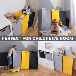 HENNEZ Wasmand | Grote waszak | Ruimtebesparend en stijlvol design | Praktische Opvouwbare Wasmand voor Vuile Was | 80 Liter Wasmand | Vilt - Geel — thumbnail 2