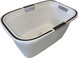Wasmand met hegsels - 59 x 39 x 27 cm - wit - kunststof - Draagmand - Wasgoedmand - 35 liter — thumbnail 3