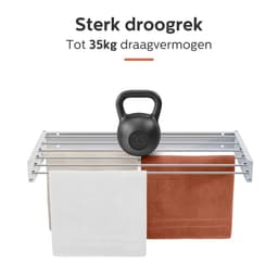 MiKas Wanddroogrek - Inklapbaar Droogrek - Wasrek - Hangend - Inclusief 20 wasknijpers - 100 cm - 6m drooglengte - Wit — thumbnail 5