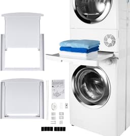 Universele Stapelset met Schuifplateau en Verwijderbare Schuifplank - Wasmachines 47-62 cm Diepte - Hoover Care+Protect Wasmachine rek — thumbnail 4