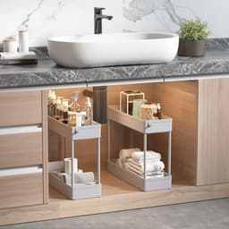 Opbergtrolley kar - 4-laags uitschuifbaar - rollende boodschappenkar - keuken badkamer slaapkamer - grijs Wasmachine rek — thumbnail 4