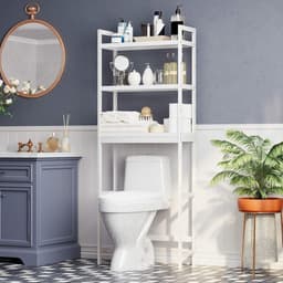 Toiletruimte opbergrek bamboe 3 niveaus verstelbare planken - eenvoudige montage - belasting 15 kg/niveau - wit Wasmachine rek — thumbnail 4