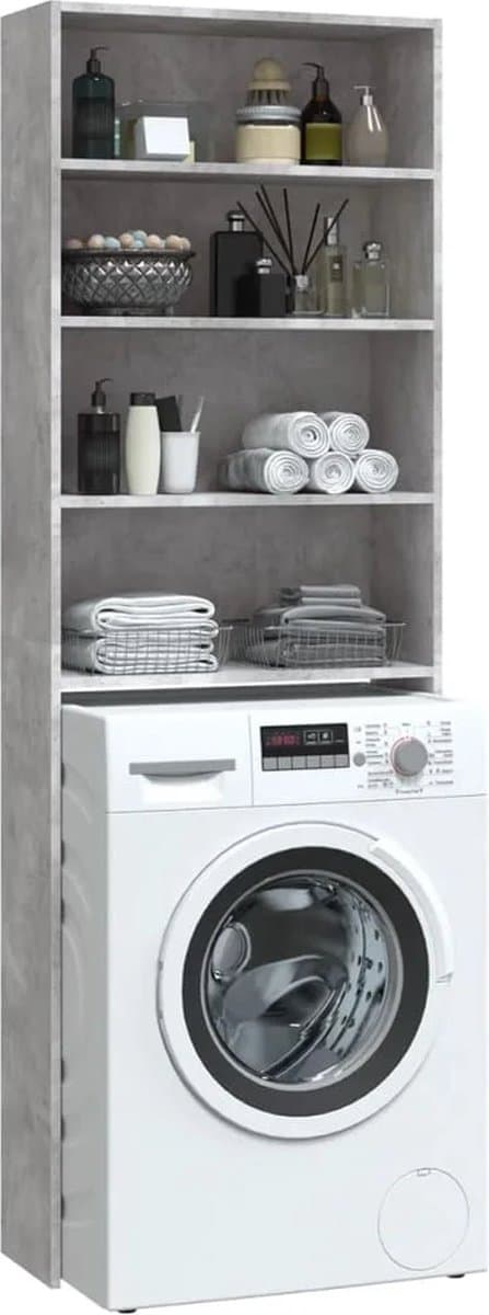 Wasmachine ombouw - Kast - Opbouwmeubel - Verhoger - Wasmachine meubel - Opbergkast - Hout - Betongrijs — afbeelding 1