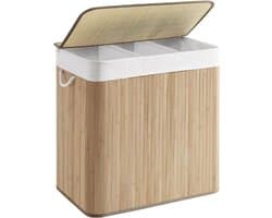 Thuys – Luxe Wassoorteerder – 3 Vlakken – Bamboe met Deksel – Was Organizer – Wasmand – 150L Inhoud – Stijlvol Design