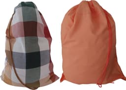 Bluvardi katoenen waszakken set van 2 stuks - XXL -oranje- ruit multi — thumbnail 1