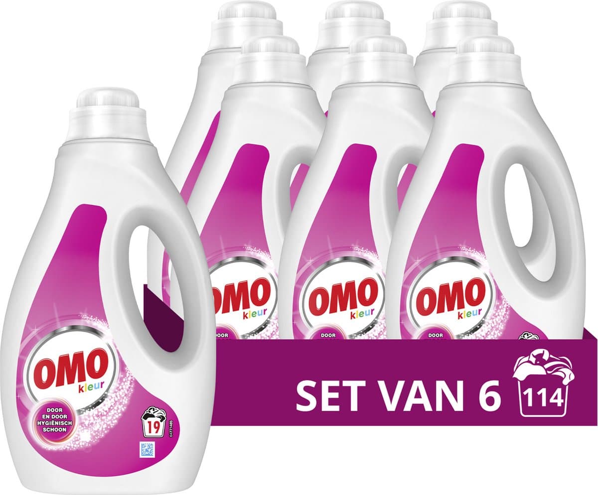 Omo - Vloeibaar Wasmiddel - Kleur - 6 flessen - 114 Wasbeurten - Voordeelverpakking — afbeelding 1