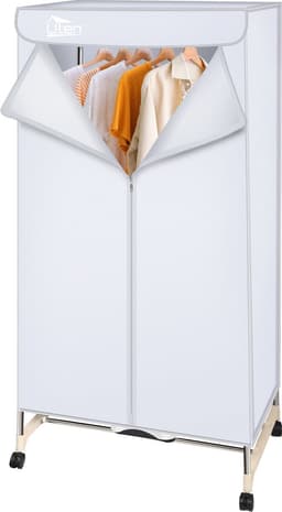 Uten Draagbare elektrische droger Gr886 - 2 lagen droog Design - Warmtepompdroger - 1500 W - Timer 0-180 Min - Elektrisch Droogrek met Verwarming - Wasdroger - Tot 15kg wasgoed - Als wasdroger, droogrek en Kledingkast- Hoogte 1.5 M - Grijs — thumbnail 1