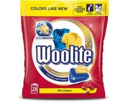 Woolite Kleuren Wasmiddel voor Gekleurde Was met Keratine - 28 Capsules