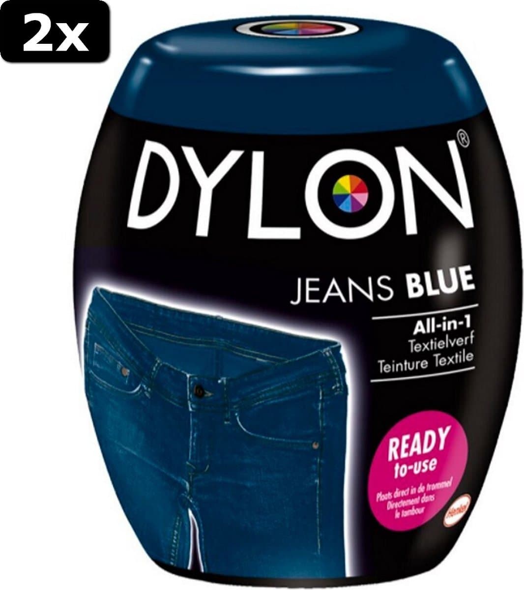 2x Dylon Machinewas Textielverf Jeans Blue 350 gr — afbeelding 1