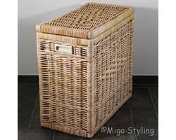 Wasmand - Duo - Naturel - 2 vakken - 67x35xH65 - Riet - Rotan - Rechthoek — afbeelding 1