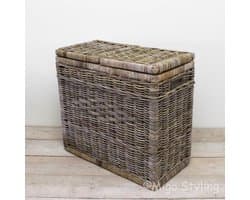 Rotan grey Duo wasmand-70x36xH65-Riet-Rotan