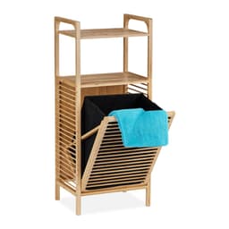 wasmand rek - bamboe - 2 planken - 95 x 40 x 30 cm - badkamerrek - uitklapbaar — thumbnail 1