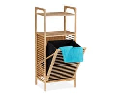 wasmand rek - bamboe - 2 planken - 95 x 40 x 30 cm - badkamerrek - uitklapbaar
