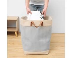 Black Friday 2024 Deals - Opvouwbare wasmand van jute stof met lederen handvat, opbergmand, Laundry basket - Wasbox