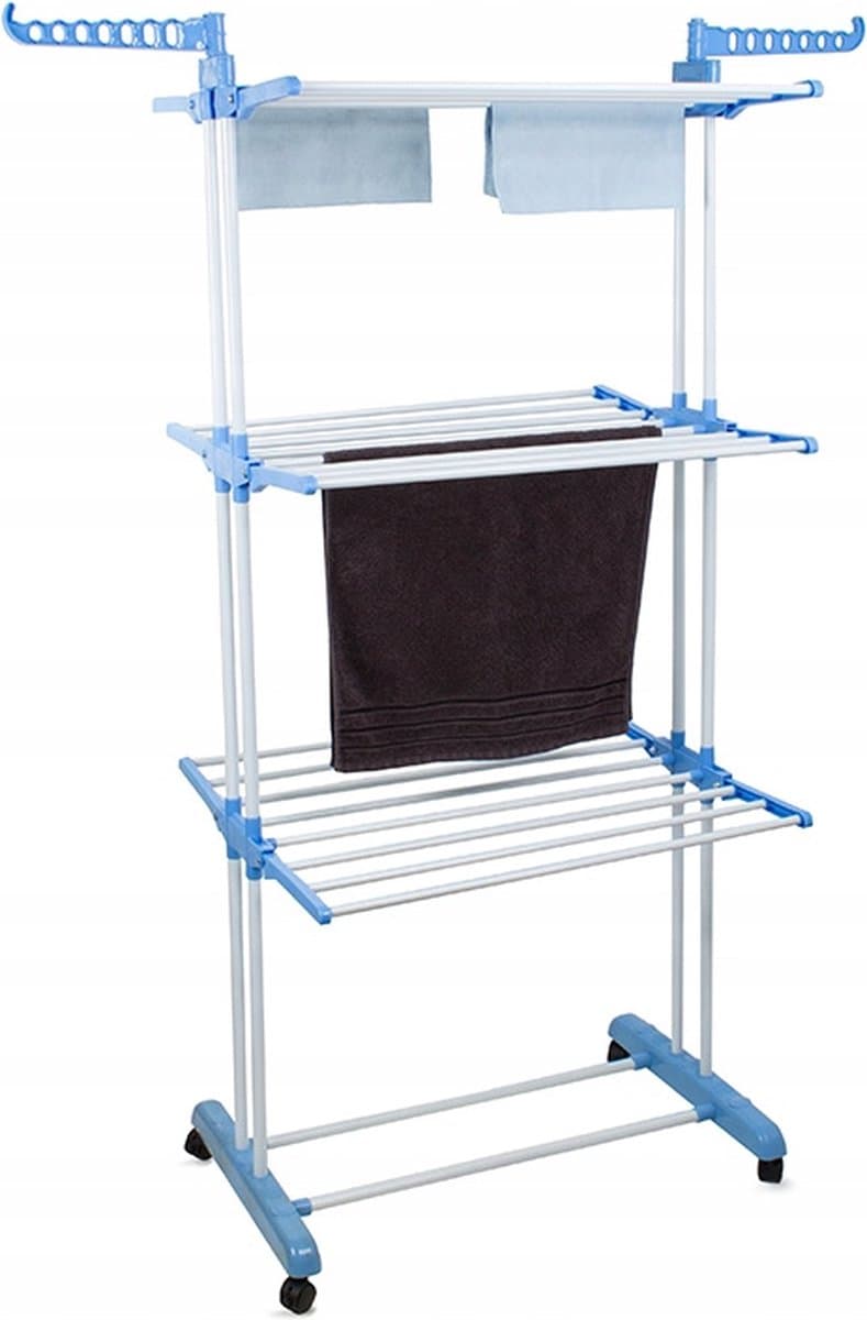 Playos® - Droogtoren - Blauw / Wit - Inklapbaar - met Wielen - tot 40 Kilo - 17 meter Drooglengte - Droogrek - Droogmolen - Wasmolen — afbeelding 1