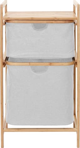 Cosmo Casa Wasmand - Plank wasmand wasrek badkamerrek opslag - Bamboe 84x44x34cm 72l - Crème - Wit — thumbnail 5