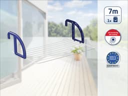 Leifheit hangdroogrek Classic 70 - drooglengte 7 m drooglengte - wit - blauw — thumbnail 2