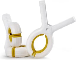 Ecorare - Handdoek Knijpers - Anti-slip rubbers - Set van 3 grote knijpers - Geel witte Strandlaken knijpers — thumbnail 1