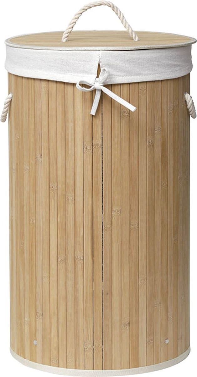 DRESTA Wasmand Kai 57L – Wasmand met Deksel – Wasbare katoenen Waszak – Wasmanden - Opbergmand – Bamboe Wasmand – Handvaten – Opvouwbaar - Natuurlijk Bruin — afbeelding 1